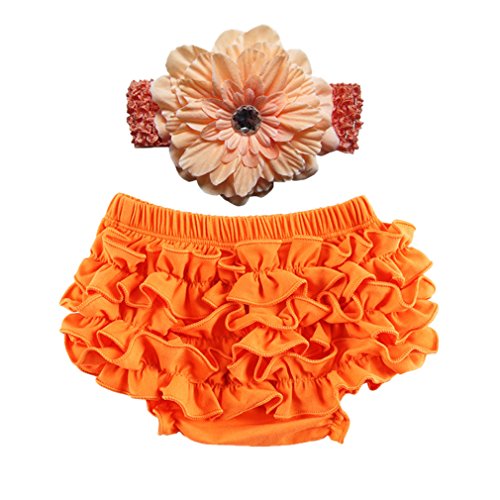 Orien Baby Girl Ruffle Blommers Nappy Diaper Cover Knicker Orange Waist 31.5''
