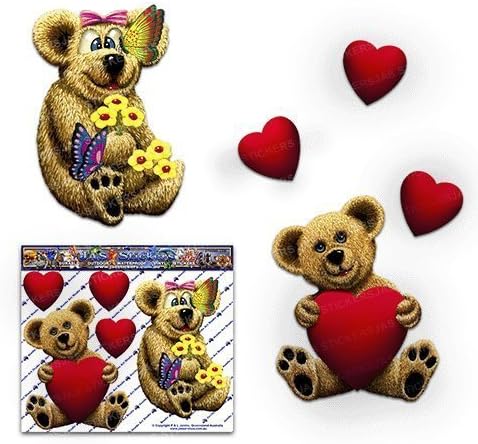 JAS Stickers® TEDDY BEAR Car Sticker - Kids Toy Love Heart Animal Cute Funny Small Vinyl Decal Pack For Laptop Luggage Bicycle Bike Caravans Van Camper Trucks & Boats - ST00068_LGE
