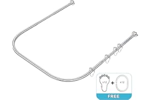 Misounda Asta Per Tenda Da Doccia A U (70-100) x100x(70-100) cm, Bastone Supporto Palo Per Tenda Vasca Da Bagno Doccia Angolare Regolabile Senza Forare, Adatto Per Bagni, Spogliatoi.