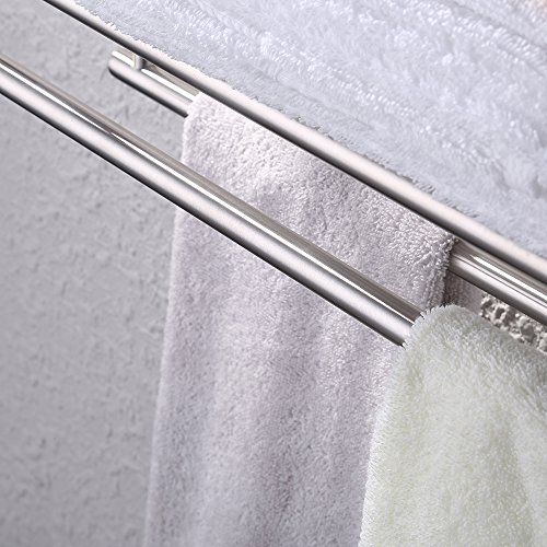 KES Badezimmer Wandregal mit Ablagen Hakenleiste und Ablage Wandhalterung Edelstahl Gebürstet, A2112-2 - 6