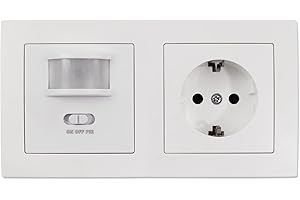 MC POWER - Detector de Movimiento PIR con zócalo empotrable I Flair I Detector de Movimiento IR con zócalo de Contacto de protección y Marco Blanco Mate