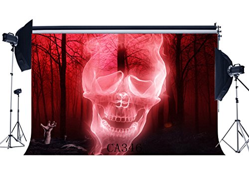 Haosphoto 7X5FT/210X150cm Vinyl Photography Backdrops Halloween Horror Night Mysterious Forest Halloween Fire Specter Sceen Adults Masquerade Portraits Photo Background Photo Studio Props CA346