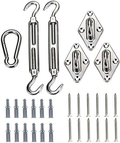 Kebinfen® M8 Stainless Steel Heavy Duty Shade Sail Hardware Kit for Triangle Sun Shade Sails, Shade Sail Accessories with Screws