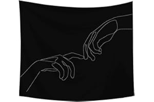 Odot Arazzi da Parete, Bianco Nero Moderno Linea Tapestry Wall Arte Murale Adatto Anche Come Tablecloth Telo da Spiaggia Tappeto Yoga Mat Decorazione Domestica (150x200cm,Nero)