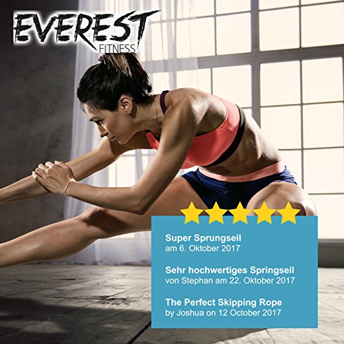 EVEREST FITNESS Profi Springseil mit Kugelgelenk und GRATIS Transporttasche für Sportler | 5 Jahre Zufriedenheitsgarantie | High Speed Seil - 6