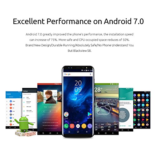 Blackview S8 Smartphone 4G-Schermo 5,7â€HD 18:9 -Quad-Core - 4GB RAM + 64GB ROM- 4Â  Fotocamere SONY 13MP+13MP-3180mAh con Dual SIM-Nero