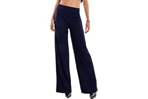 Toocool Pantalon Femme Chic et Élégant, Pantalon Palazzo pour Femmes à Taille Elastique Fluide Classique pour Femmes VI-9292