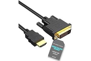 ELECTOYS HDMI to DVI Cable DVI-D 24+1 Male to HDMI Male High Speed Adapter Lead Support 1080P Full HD Compatible for Laptop, Monitor, Raspberry Pi, Roku, Xbox One, PS4 PS3 - 1m/1.5m/2m/2.5m/3m/5m/7m/10m (1m)