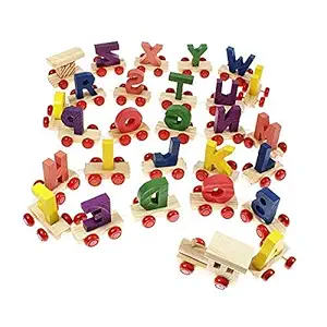 Lakshya India Wooden A to Z Train Set Multiple Colored 26 Alphabet with Engine and Last Trail in Fine Finish Quality