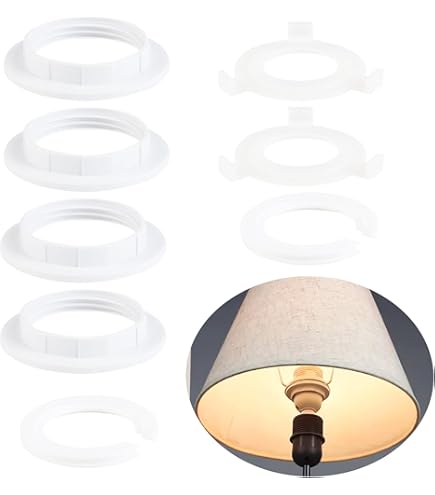 6 Anelli Riduttori Paralume E14 - Plastica Bianca, 28mm, Per Lampade E Plafoniere - Foto 8