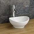 Clickbasin Oval Cloakroom Sink Countertop Basin 300mm x 280mm in White Ceramic Hand Wash Bowl