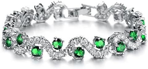 Tingyao Jewelry Platinum Plated Swarovski Elements Cubic Zirconia bracelet For women Wedding Jewely (Green)