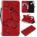 Produktbild JINXIUCASE Handyhülle Fall, Huawei Y9 2019 Hülle, Schmetterlingsblume Blumenmuster PU Leder Geldbörse Tasche mit Trageschlaufe für Huawei Y9 2019 / Enjoy 9 Plus (Farbe : Rot)