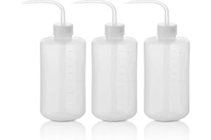 Bosmsaslad 3 Pcs Botella Lavado, 250 ml Botellas Plástico para Lavar con Presión, Laboratorio Exprimible, Transparente Squeeze Wash Bottle Seguridad con Boca Estrecha Tubo Largo para Planta, Tatuajes