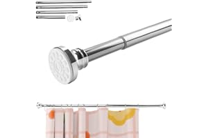 XSpecial Extendable Curtain Poles(65-157cm) Stainless Steel No Drill Telescopic Shower Curtain Tension Rod Adjustable Shower Curtain Rail For Bathroom Closet Wardrobe Kitchen Door