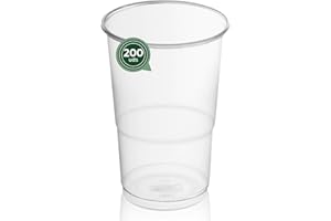 Maxi Products - 200 gobelets en plastique réutilisables - 250 cc - Verres recyclables - Haute résistance - Verres incassables - Célébrations - Verre à café - Verre à bière - Gobelet rafraîchi