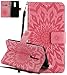 Produktbild Roreikes ZTE Axon 7 Hülle Kunstleder Tasche Flip im Bookstyle Klapphülle mit Weiche Silikon Handyhalter PU Lederhülle Tasche Brieftasche Schutzhülle mit Standfunktion Karten Slot und Magnetverschluß Flip Case Hülle Retro Fashion Vintage alle Blumenmuster Design Lanyard Strap Wallet Cover(5,5Zoll)-Rosa
