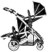 DUELLETTE 21 BS Tandem Stroller includes Free Changing bag with Accessories, 2 Free footmuffs 2 Free rain covers Midnight Black