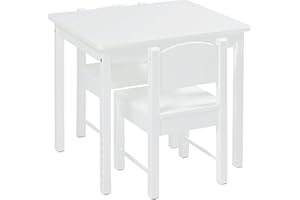 Panana Table pour enfant avec 2 chaises en MDF pour enfants, tout-petits, préscolaires, filles et garçons (blanc)