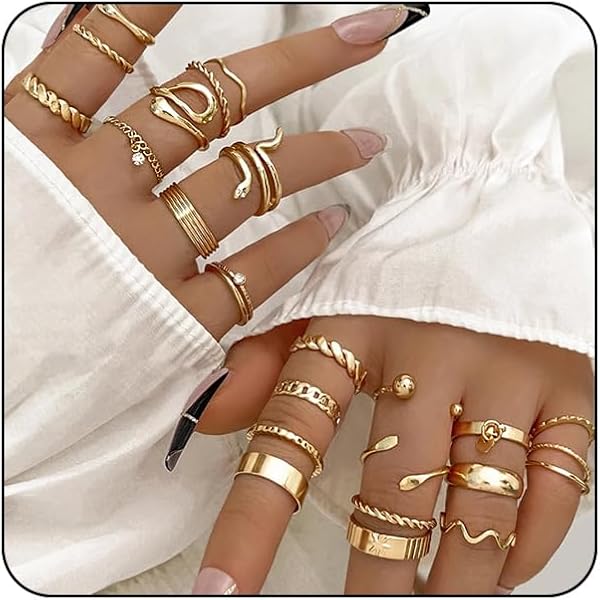Lot De 3 Bagues Empilables Plaqué Or 14K Pour Femme - Zircone Cubique, Bandes, Design Déclaration, Tailles 52-59