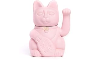 DIMINUTO CIELO Gato de la Suerte chino - Lucky Cat - Maneki Neko. ROSA PALO, L (12x9x18cm)