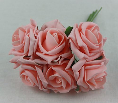 6 colourfast foam roses vibrant colours wedding flowers buttonholes (peach)