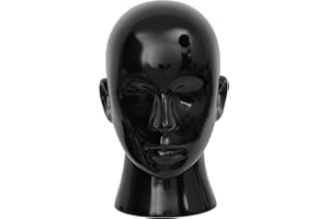 YYQXZG Mannequin Head Glossy Professional Head PVC Maschio-Adulto Mannequin Head Display per occhiali, cappello, console di gioco, parrucche, cuffia (Bright black)