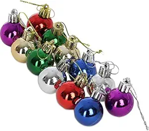 Gaura Creation Christmas 12 Multi Colour X-Mass Tree Decoration Hangings Ornaments Balls for Party at Office Home