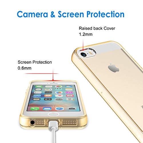 JETech Funda para iPhone SE  iPhone 5s y iPhone 5  Carcasa Anti-Choques Ara  azos  Oro