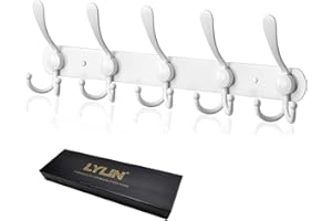 LYLIN Appendiabiti da Parete, Ganci Appendiabiti Attaccapanni da Muro in Acciaio Inox, Cappotto Asciugamano Gancio per Giacche, Cappotti, Cappelli, Sciarpe (Bianco,15 Ganci,1Pcs)