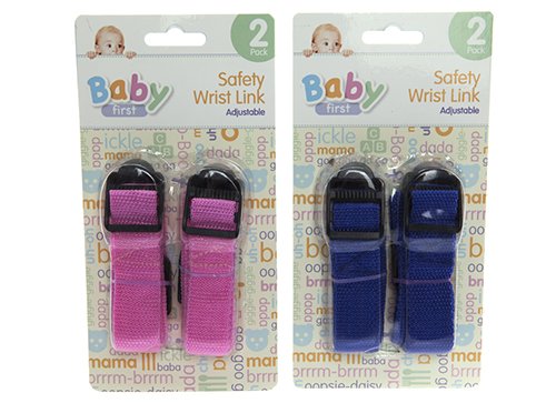 Childrens Kids Toddler Set of 2 Pink or Blue Wrist Link Harness Safety Strap