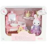 Mega Oyuncak 6621 5 Bay Dream Mini Tavşan Lavabo Seti Oyuncak Fig&uuml;r Banyo Aksesuarları 3 Yaş &Uuml;zeri