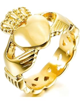 Epinki,Mode Schmuck Herren Edelstahl Ringe Gold Irish Kelten Knot Irish Claddagh Freundschaft Herz Krone