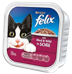 Felix Katzennassfutter in Soße (mit Rind und Wild) 32er Pack (32 x 100g ...