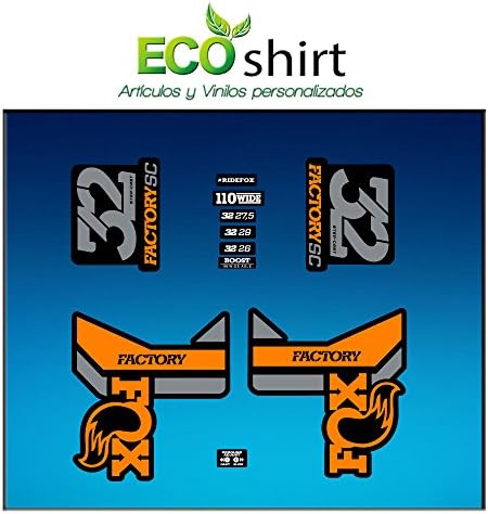 EcoshirtStickers Fork Fox 32 SC Factory 2017 Am88 Aufkleber Decals Autocollants Adesivi Forcela Gabel Fourche, Orange Grey