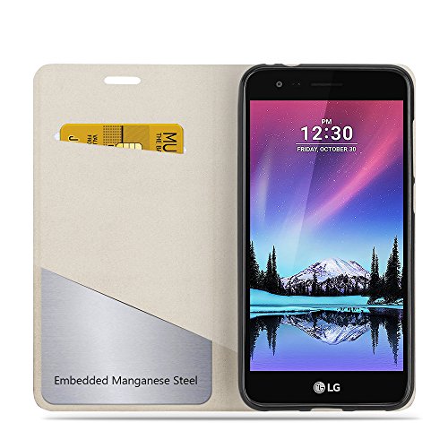 RIFFUE Funda LG K4 2017  Carcasa Delgada Libro de Cuero con Tapa Cartera de Ranura y Billetera Elegante Case Cover para LG K4 2017 5  - Azul