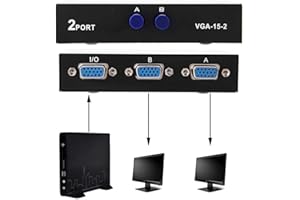 TONYSA Switcher VGA con 3 Femmina Standard, 2 in 1 out Sincronizzazione Dati Splitter Monitor