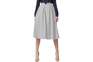 Urban GoCo Midi Jupe Plissée de Femmes Vintage De A-Ligne Taille Haute Jupe Longue avec Poches