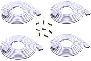 HUABLUE 4pcs/pack Weiß 1m LED RGB-Strip 4 pin, LED Verlängerungskabel LED Streifen Verbinder Verlängerung Anschluss Verteiler Kabel für 4 polig RGB 5050 3528 2835 LED Streifen Licht