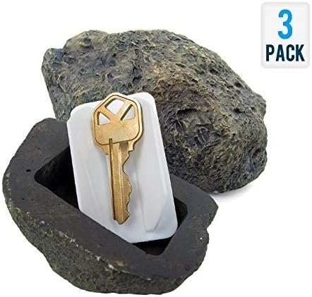 Home Care Wholesale® Fake Rock for Hiding Key | Realistic Looking Storage for Spare House Key (3 Pack)