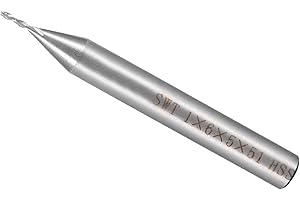 CoCud Fraise à Bout Carré, Diamètre de Coupe de 1 mm x Longueur de Coupe de 5 mm, Queue de 6 mm, Fraise en Acier Rapide Avec Revêtement en Aluminium, 2 Flûtes, Fraise CNC pour Fraisage