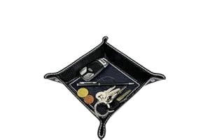 FrasiBags Vassoio Svuotatasche in Vera Pelle Quadrato, Centrotavola Portaoggetti Svuota Tasche in Pelle, Moderno Vassoio Portachiavi Ingresso, Svuotatasche Design Moderno Quadrato Made in Italy (Blu)