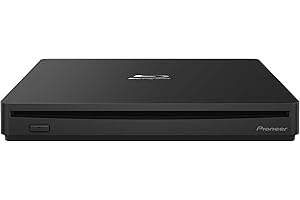 Pioneer External Blu-ray Drive BDR-XS07TUHD@6X Slot Loading Portable with a Matte-Black Body USB 3.2 Gen1(3.0) BD/DVD/CD Writer. Supports BDXL and M-Disc Format. Cyberlink Software Included