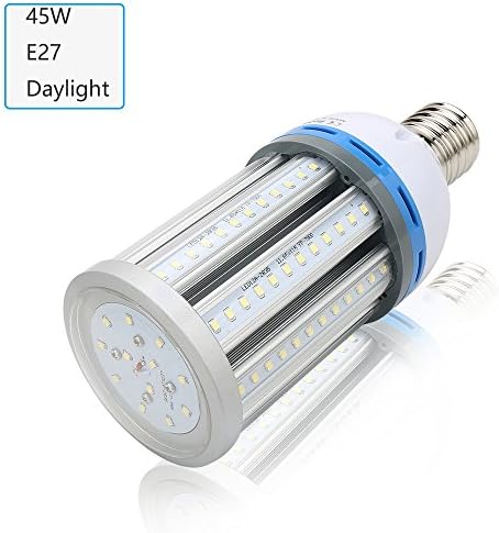 LED Corn light Bulb XJLED 45W (450W Equivalent) Led Corn Bulb, (E26/E27) Daylight 6000K-6500K, 4500 Lumens, LED Street Light, 360 Degree Flood Light, Replace HID, CFL, HPS, Metal Halide Bulb(45W,Daywhite,E27 Based)