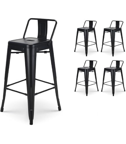 Sgabello da bar in metallo argentato con schienale - Altezza seduta 66 cm