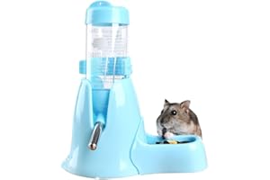 Norhogo Hamsters Water Bottle Automatic Feeder with Stand 80ml ater and Food Dispenser for Small Animals, Guinea Pig, Rat, Rabbit, Dwarf, Gerbil, Chinchilla (Blue)