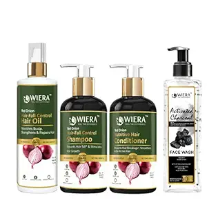 Wiera Ultimate Hair Care and Face Care kit (Hair Oil + Shampoo + Hair Conditioner + Charcoal Face Wash)