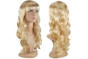 KING OF FLASH WOMEN’S SEXY LONG CURLY FANCY DRESS WIGS COSPLAY COSTUME LADIES FULL WIG PARTY (Blonde)