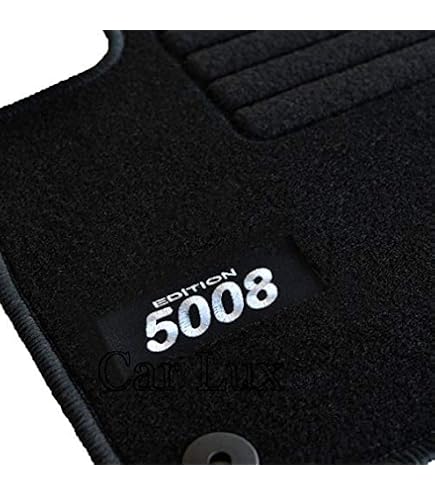 Tapis De Sol Sur Mesure Pour Peugeot 5008 2009-2016 - Velours Noir, Logo, Antidérapant