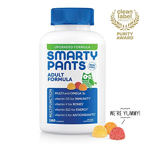 SmartyPants Adult Complete Gummy Vitamins: Multivitamin & Omega 3 DHA/EPA Fish Oil, Methyl B12, Vitamin D3, 180 Count (30 Day Supply)